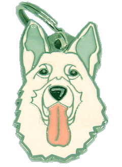 Pastor branco suíço <br> (placa de identificação para cães, Gravado incluído)